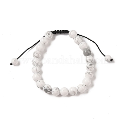 8mm Round Natural Howlite Braided Bead Bracelets&nbsp;BJEW-C067-01B-08