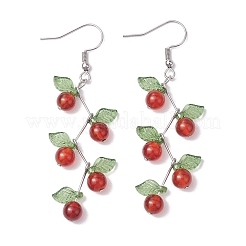 3 Pairs Fruit Gemstone & Acrylic Dangle Earrings&nbsp;EJEW-TA00472