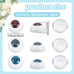 6Pcs 3 Colors Half Round Acrylic Craft Eyes&nbsp;DIY-NB0013-24B