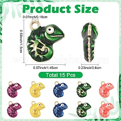 15Pcs 5 Colors Rack Plating Alloy Enamel Pendants&nbsp;ENAM-YW0009-15