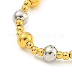 304 Stainless Steel & 201 Stainless Steel Round Beaded Bracelets for Women&nbsp;BJEW-G717-03A-GP