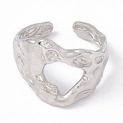 Non-Tarnish 304 Stainless Steel Wide Hollow Open Cuff Ring for Women&nbsp;RJEW-G275-04P