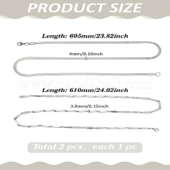 1Pc 3.8MM Stainless Steel Flat Snake Chain Necklaces&nbsp;NJEW-LP0007-07
