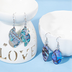 2 Pairs 2 Style Natural Abalone Shell/Paua Shell Dangle Earrings&nbsp;EJEW-BBC0001-23