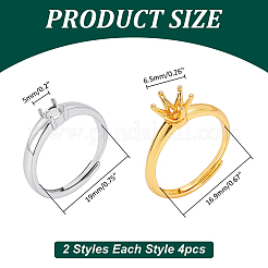 8Pcs 2 Colors Adjustable Brass Ring Components&nbsp;KK-WR0001-85