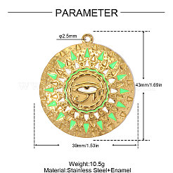 304 Stainless Steel with Light Green Enamel Pendants&nbsp;SA-OY002-23G