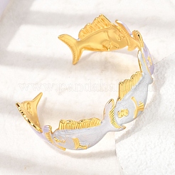 Ocean 304 Stainless Steel Enamel Fish Open Cuff Bangles for Women&nbsp;SA-CBA1A30-02B-G