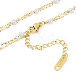 Ion Plating(IP) 304 Stainless Steel Pave Shell Double Layer Butterfly Pendant Necklaces for Women&nbsp;NJEW-K276-29G