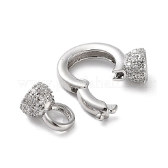 Rack Plating Brass Micro Pave Cubic Zirconia Fold Over Clasps&nbsp;ZIRC-P117-02A-P