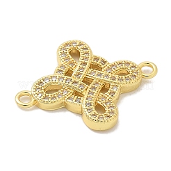 Brass Clear Cubic Zirconia Knot Connector Charms&nbsp;KK-K293-36G
