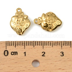 304 Stainless Steel Pendants. Strawberry Charm&nbsp;STAS-A190-06G