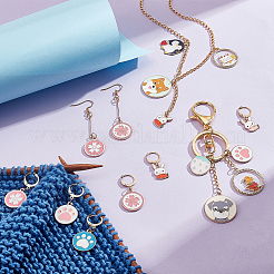 Alloy Enamel Sakura/Paw Print/Rabbit Pendant Locking Stitch Markers&nbsp;HJEW-PH01893
