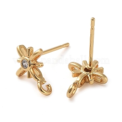 Brass Micro Pave Cubic Zirconia Studs Finding&nbsp;KK-K364-06G