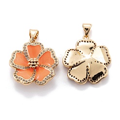 Real 18K Gold Plated Brass Micro Pave Clear Cubic Zirconia Beads Pendants&nbsp;ZIRC-M114-32G