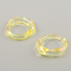 Candy Color Plastic Twist Wave Finger Ring for Women&nbsp;RJEW-WH0004-26F