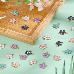 50Pcs 5 Colors Light Gold Plated Alloy Enamel Pendants&nbsp;ENAM-LP0001-07