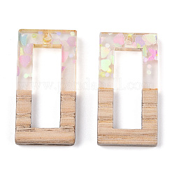 Transparent Resin & White Wood Pendants&nbsp;RESI-N039-27