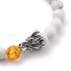 Men's Natural Howlite & Lava Rock Stretch Beaded Bracelets Sets&nbsp;BJEW-JB05429