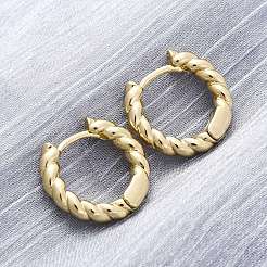 Brass Twisted Rope Chunky Hinged Huggie Hoop Earrings for Women&nbsp;LS-EJEW-P196-25G