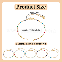 10Pcs 5 Colors 304 Stainless Steel Enamel Oval Link Chain Bracelet Makings&nbsp;AJEW-GO00045