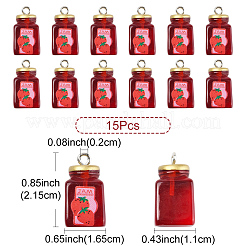 15Pcs Strawberry Jam Resin Pendants&nbsp;RESI-FS0002-15