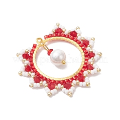 Glass Seed Beaded Sun Pendants&nbsp;PALLOY-MZ00857-02