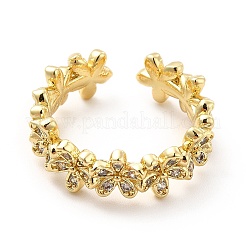 Clear Cubic Zirconia Flower Wrap Open Cuff Ring&nbsp;KK-H439-13G