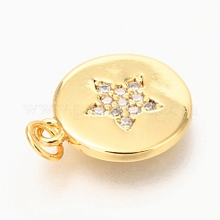 Brass Micro Pave Clear Cubic Zirconia Pendants&nbsp;ZIRC-O036-57G