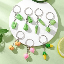 7Pcs Vegetables Theme Resin Iron Keychains&nbsp;KEYC-JKC01435