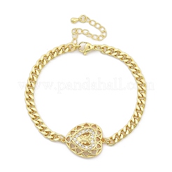 Brass Micro Pave Clear Cubic Zirconia Link Bracelets&nbsp;LS-BJEW-Z082-03G-03