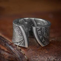 Coin Pattern Zinc Alloy Cuff Rings for Men&nbsp;FS-WG4E0D0-01