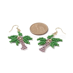 Glass Seed Braided Coconut Tree Dangle Earrings&nbsp;EJEW-JE05169