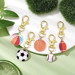 Sports Ball Alloy Enamel Pendant Decoration&nbsp;HJEW-JM02006