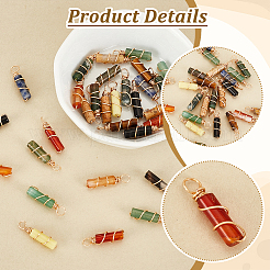30Pcs 15 Styles Natural Mixed Stone Pendants&nbsp;PALLOY-PH01686