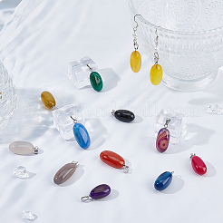 20Pcs 10 Colors Natural Agate Dyed Pendants&nbsp;G-FH0002-43