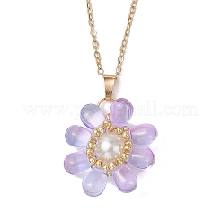 Glass & Glass Pearl Beads Pendants Necklaces for Women&nbsp;NJEW-MZ00106-08