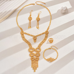 Alloy Leaf Tassel Bracelets & Earrings & Necklaces & Rings Sets for Women&nbsp;IK8351