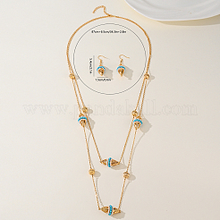 Bohemian Style Brass Horse Eye Double Layer Necklaces & Earrings Sets for Women&nbsp;YG5819