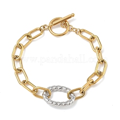 Two Tone 304 Stainless Steel Link Bracelets&nbsp;BJEW-P396-01E-A