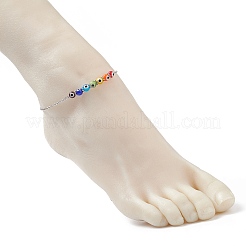 Multi-Colored Handmade Evil Eye Lampwork Anklets&nbsp;AJEW-AN00514-01