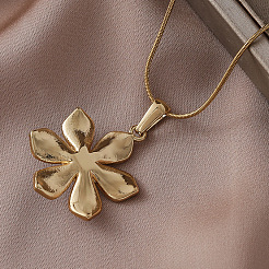 304 Stainless Steel Enamel with Imitation Pearl Cherry Blossom Flower Pendant Necklaces for Women&nbsp;RN9489