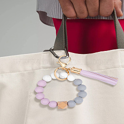 1Pc Silicone Beaded Keychain Wristlet&nbsp;KEYC-LP0001-16