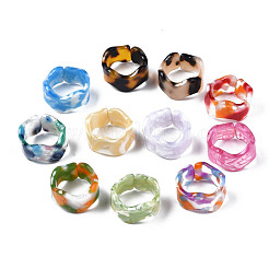 Resin Wave Cuff Ring&nbsp;RJEW-T022-011