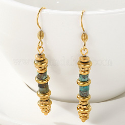 304 Stainless Steel & African Turquoise(Jasper) Dangle Earrings for Women&nbsp;WG35C69-01