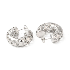 Brass Grooved Round Stud Earrings&nbsp;EJEW-K248-06P