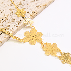 Vintage Brass Carved Hollow 6-Petal Flower Hand Chain Ring Bracelets for Women&nbsp;FB4811-2