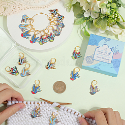 20Pcs 5 Colors Brid Theme Alloy Enamel Pendant Locking Stitch Markers&nbsp;HJEW-SC00084