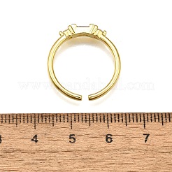 Brass Micro Pave Cubic Zirconia Cuff Rings for Women&nbsp;RJEW-H247-22G