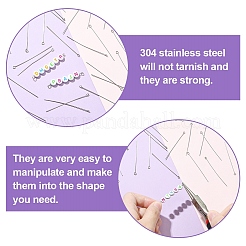 800Pcs 304 Stainless Steel Eye Pins&nbsp;STAS-YW0003-03