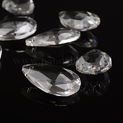Faceted Teardrop Transparent Glass Pendants&nbsp;EGLA-R085-03